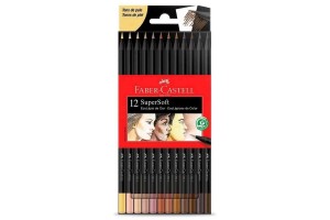 LAPIS DE COR ECOLAPIS SUPERSOFT FABER CASTELL 12 CORES TONS DE PELE