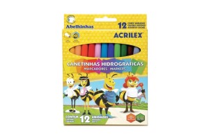 CANETINHA HIDROGRAFICA ACRILEX 12 CORES