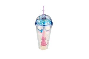 COPO DE PLASTICO 450ML LED CANUDO SORTIDOS