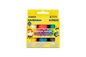 TINTA GUACHE FANTASIA METALLIC ACRILEX 6 CORES